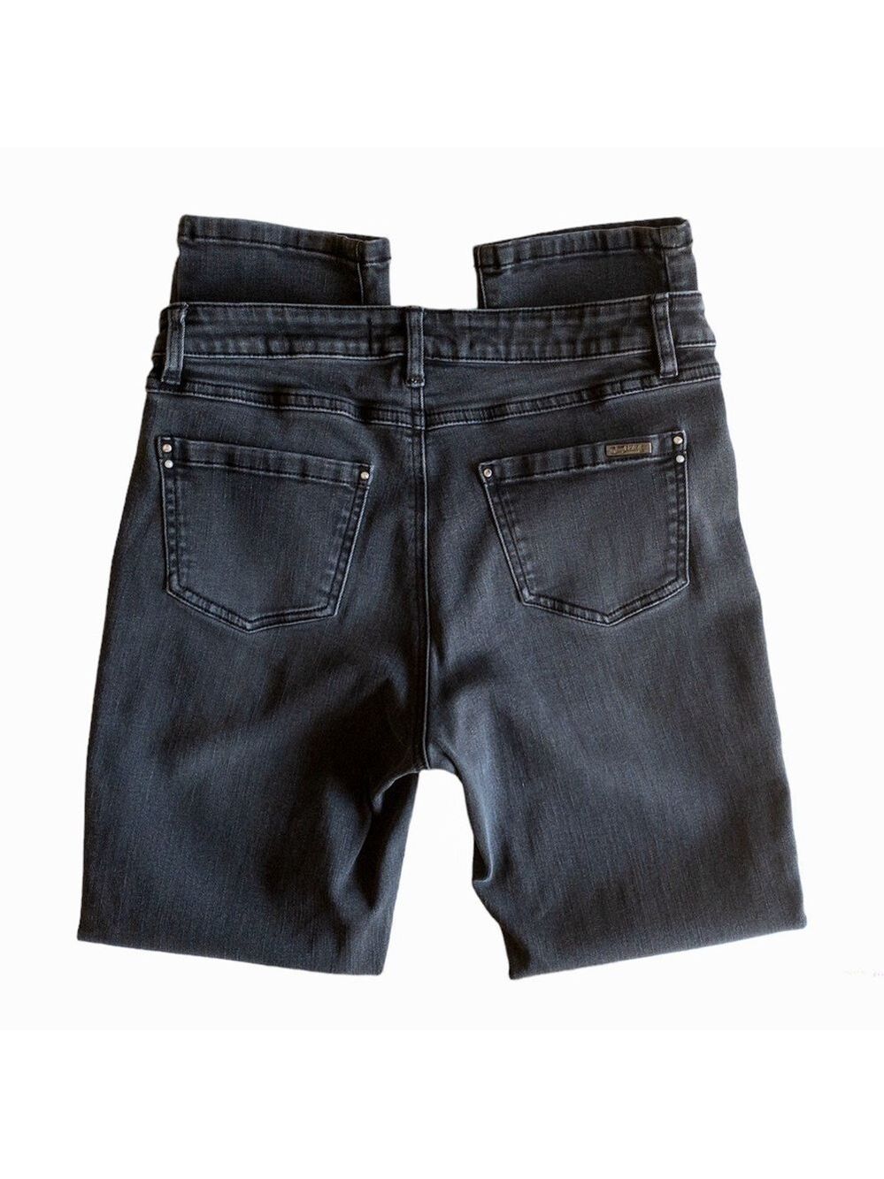 Joseph Ribkoff High Rise Black Faded Stretch Denim Jeans Cropped Womens Size 8 - Picture 8 of 13